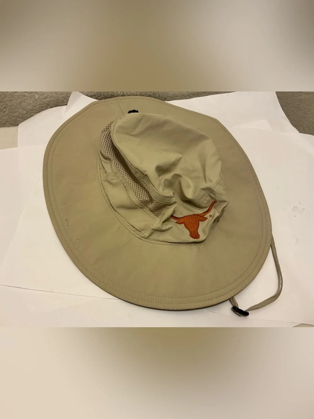 Columbia Tan Wide-Brim Sun Hat with Orange Longhorn Emblem